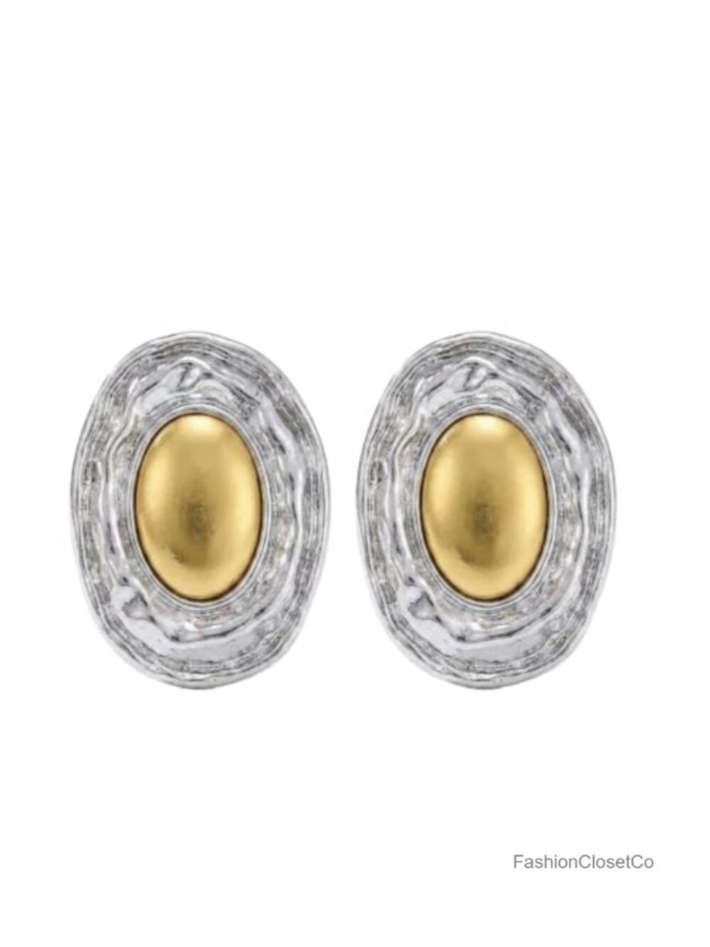 Statement Earrings Mixed Metal Two-Tone Oval Drop Dangle Women's Jewelry